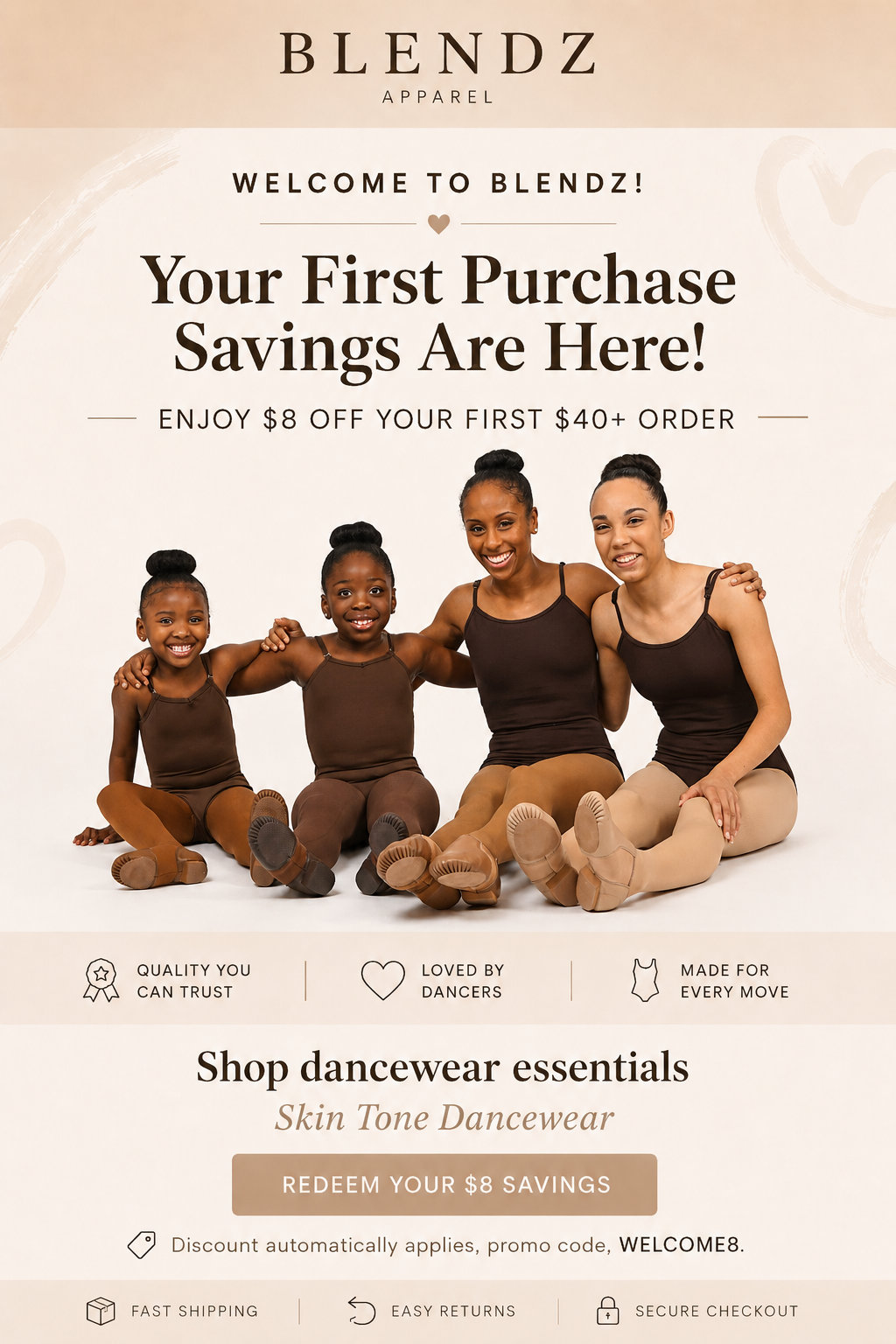 Blendz Apparel First Purchase Savings $8 off $40+
